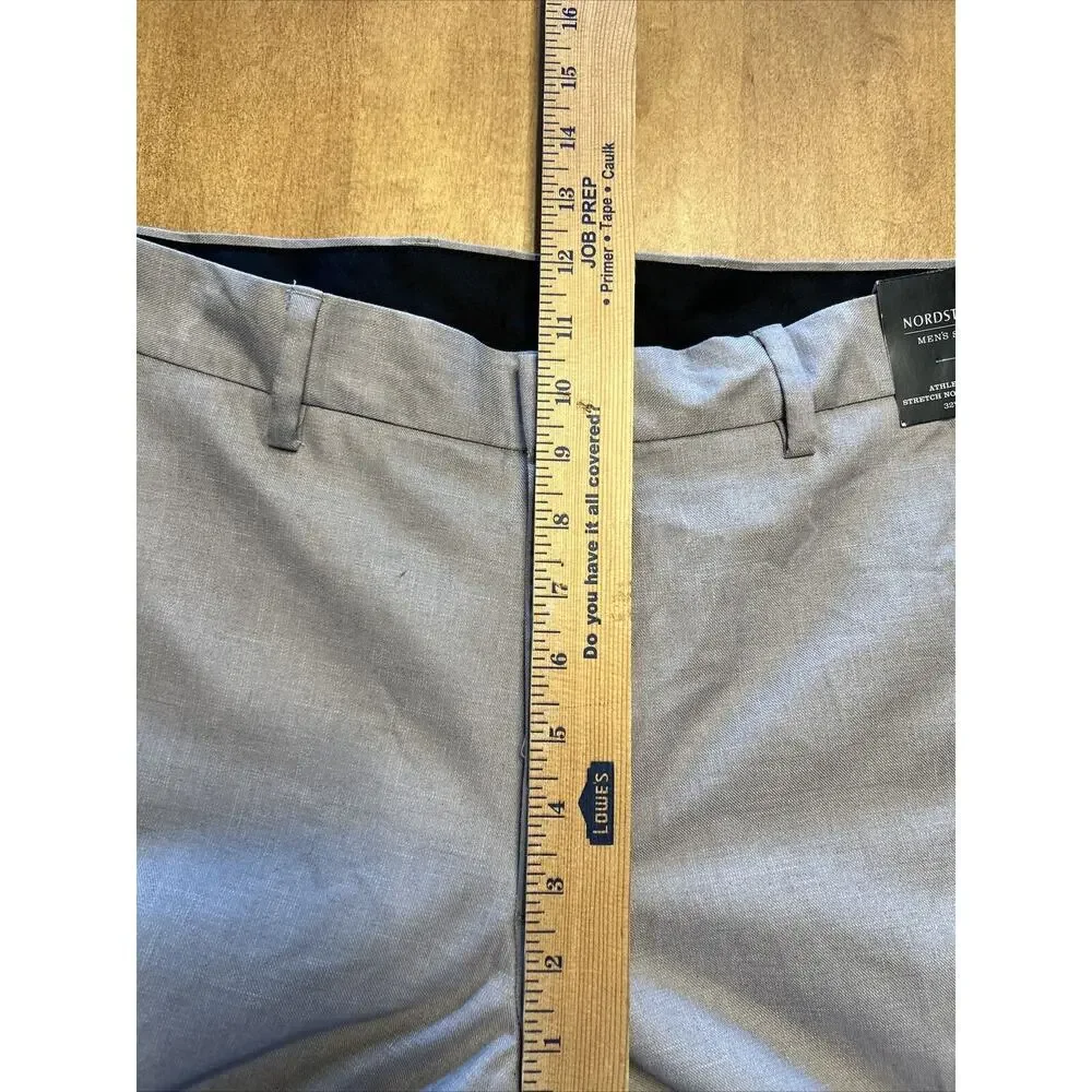 NORDSTROM Pants Mens 32 x 32 Gray Taupe Cotton Athletic Fit Non Iron Flat Front